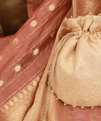 Ivana embroidered brocade potli - ivory 5