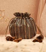 Antique black embroidered potli
