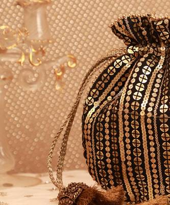 Antique black embroidered potli 4