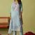 Sky blue pure organza embroidered salwar suit