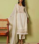Off white pure organza embroidered salwar suit