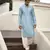 Blue embroidered mirror work georgette yasir kurta (sky blue)
