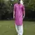 Pink embroidered mirror work georgette yasir kurta (rani pink)