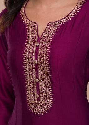 Vichitra Silk Anarkali Suit Set with Jacquard Dupatta for Women  6