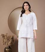 Women white chikankari short kurti