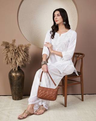 Women white chikankari short kurti 4