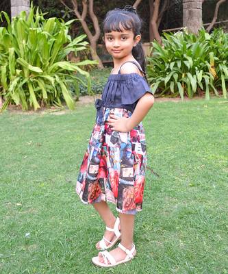Blue printed cotton contemprary print dress 2