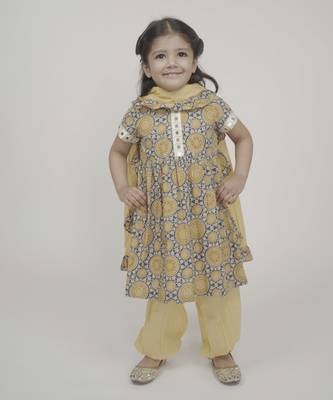 Blue printed cotton pure cotton suit with cotton dupatta 1