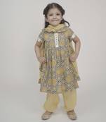 Blue printed cotton pure cotton suit with cotton dupatta