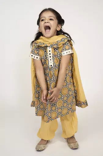Blue printed cotton pure cotton suit with cotton dupatta