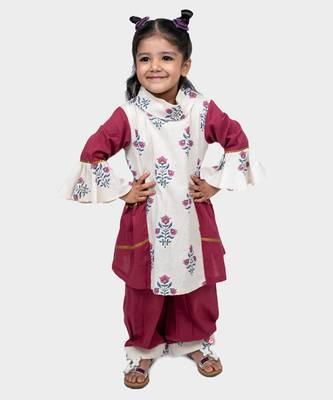 Maroon printed cotton chintz designer suit 1