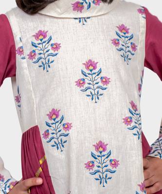 Maroon printed cotton chintz designer suit 2