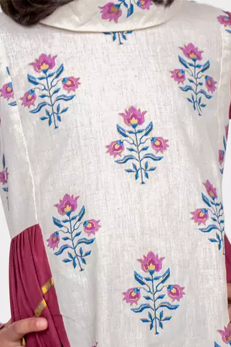 Maroon printed cotton chintz designer suit