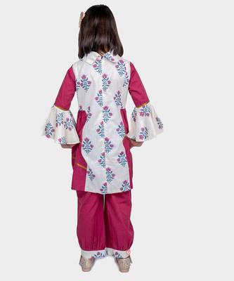 Maroon printed cotton chintz designer suit 3
