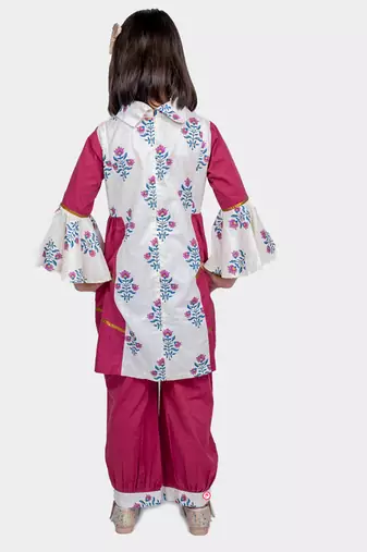 Maroon printed cotton chintz designer suit