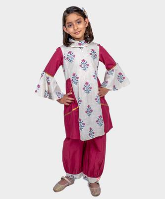 Maroon printed cotton chintz designer suit 4