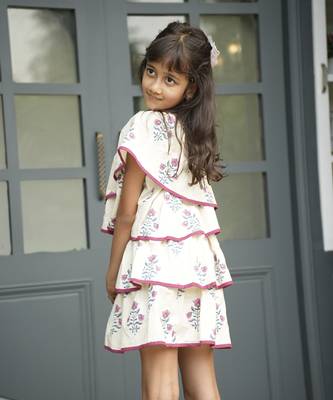 White printed cotton chintz print one shoulder dress 2