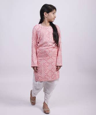 Pink printed cotton silk pink formal jacket suit with salwar 1