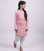 Pink printed cotton silk pink formal jacket suit with salwar