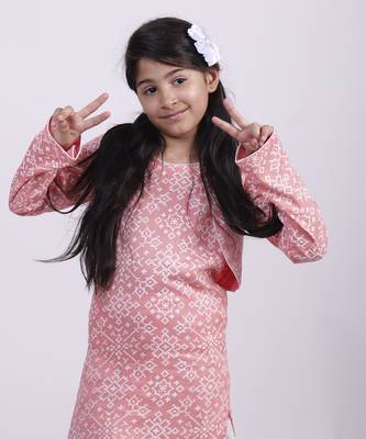 Pink printed cotton silk pink formal jacket suit with salwar 4