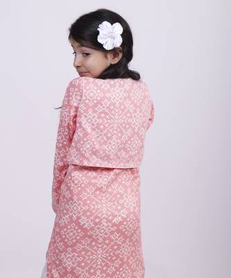 Pink printed cotton silk pink formal jacket suit with salwar 5