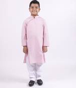 Pink plain cotton pink boys kurta