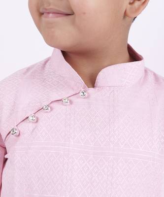 Pink plain cotton pink boys kurta 2