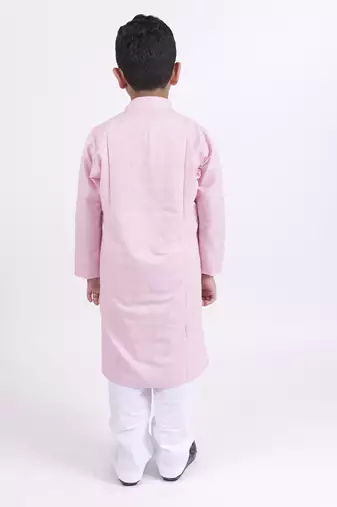 Pink plain cotton pink boys kurta