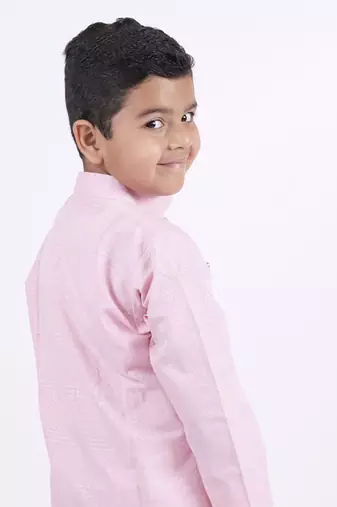 Pink plain cotton pink boys kurta
