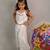 White plain cotton white coord set with multicolor thread work