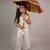 White plain cotton white coord set with multicolor thread work