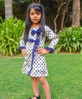 White printed satin polka dots satin dress 1
