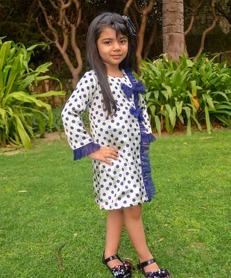 White printed satin polka dots satin dress 2
