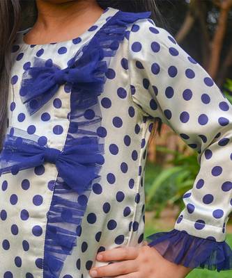 White printed satin polka dots satin dress 3