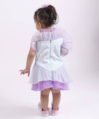 Purple plain satin unicorn dress 2