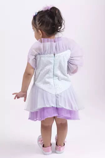 Purple plain satin unicorn dress