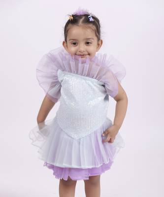 Purple plain satin unicorn dress 3