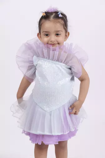 Purple plain satin unicorn dress