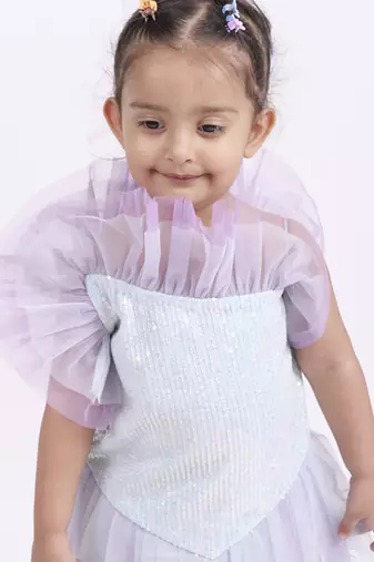 Purple plain satin unicorn dress