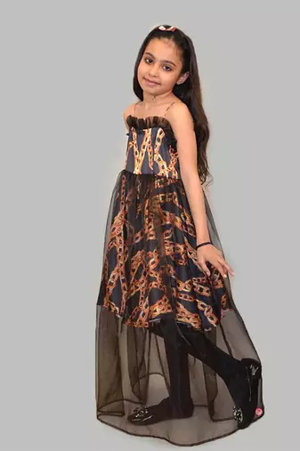 Black printed satin versace print satin dress sheer style
