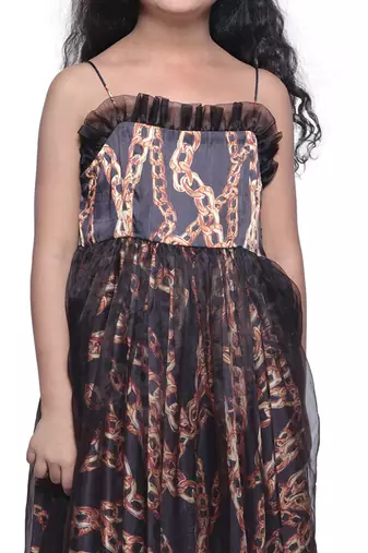 Black printed satin versace print satin dress sheer style