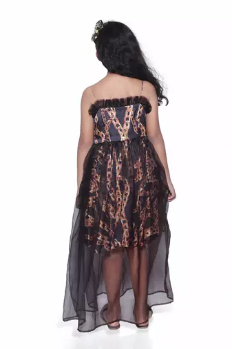 Black printed satin versace print satin dress sheer style