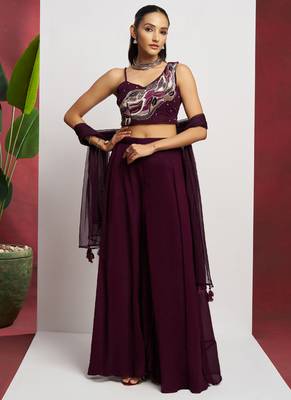 Wine georgette khatli work western sharara 1