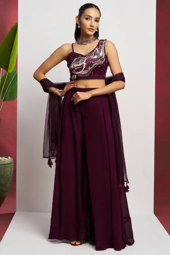 Wine georgette khatli work western sharara