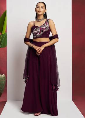 Wine georgette khatli work western sharara 2