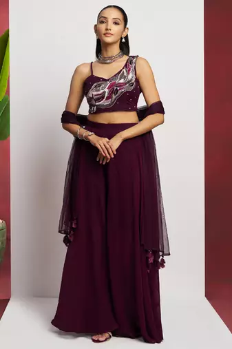 Wine georgette khatli work western sharara