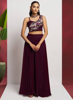 Wine georgette khatli work western sharara 3