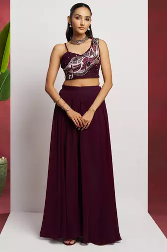 Wine georgette khatli work western sharara