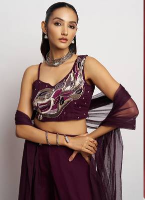 Wine georgette khatli work western sharara 4