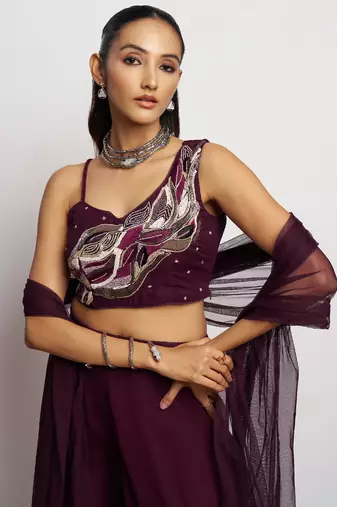 Wine georgette khatli work western sharara